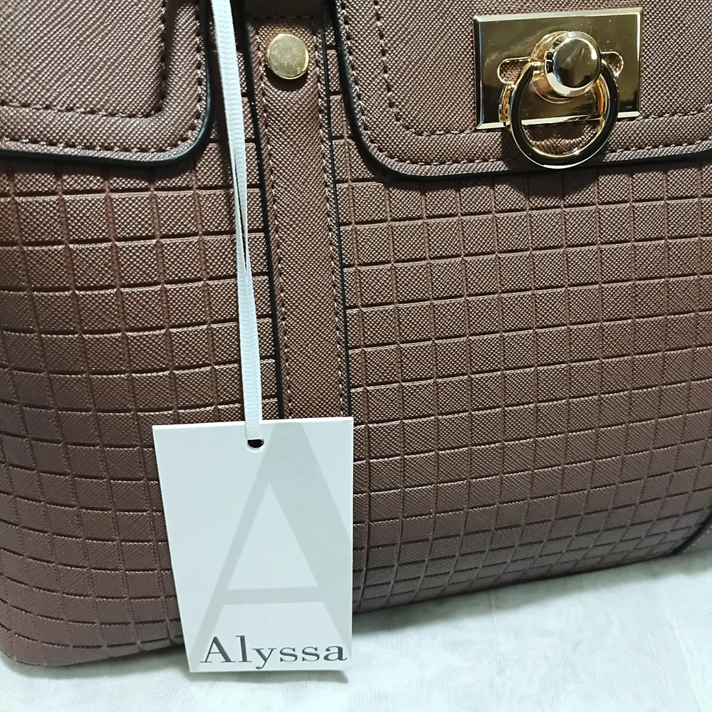 Allyssa Brown Handbag with Paired Pink Patterm Wallet, NWT